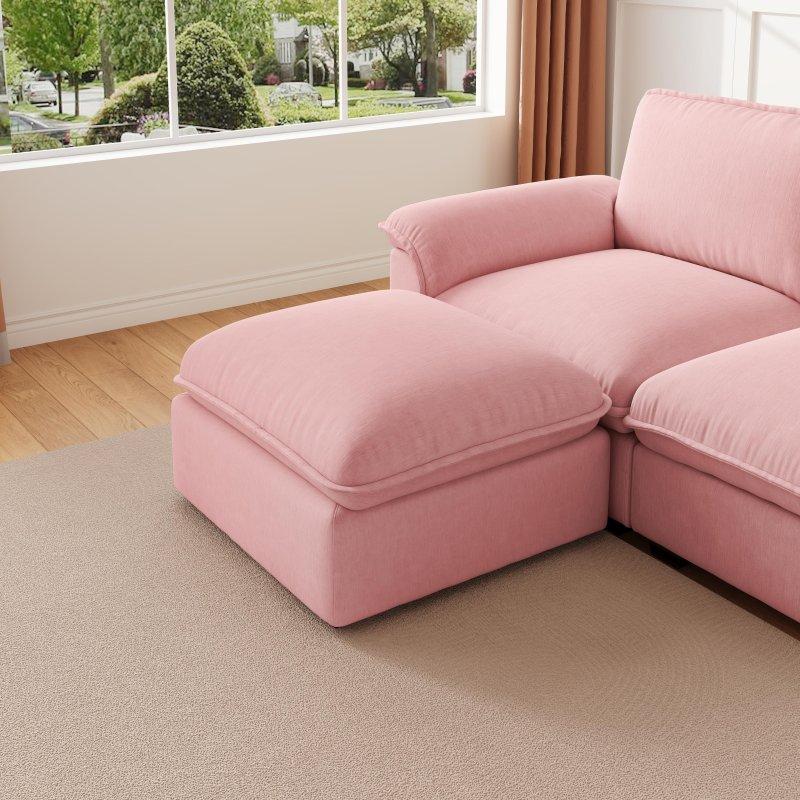 Pembe Şönil Kumaş L Şekilli Modüler Bohem Koltuk - 282626