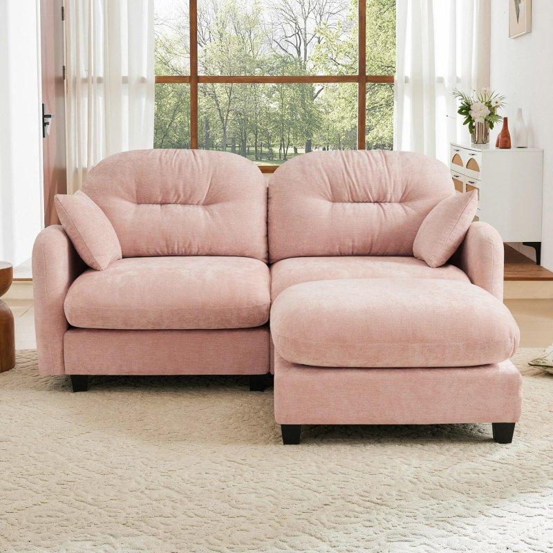 Pembe Şönil Puflu Modüler Kapitoneli Bohem Koltuk - 188 cm - 283483
