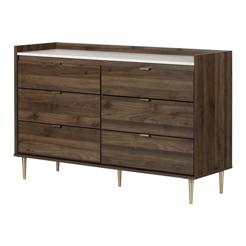Pirinç Kulp ve Ayaklı 6 Çekmeceli Laminat Şifonyer - 306098