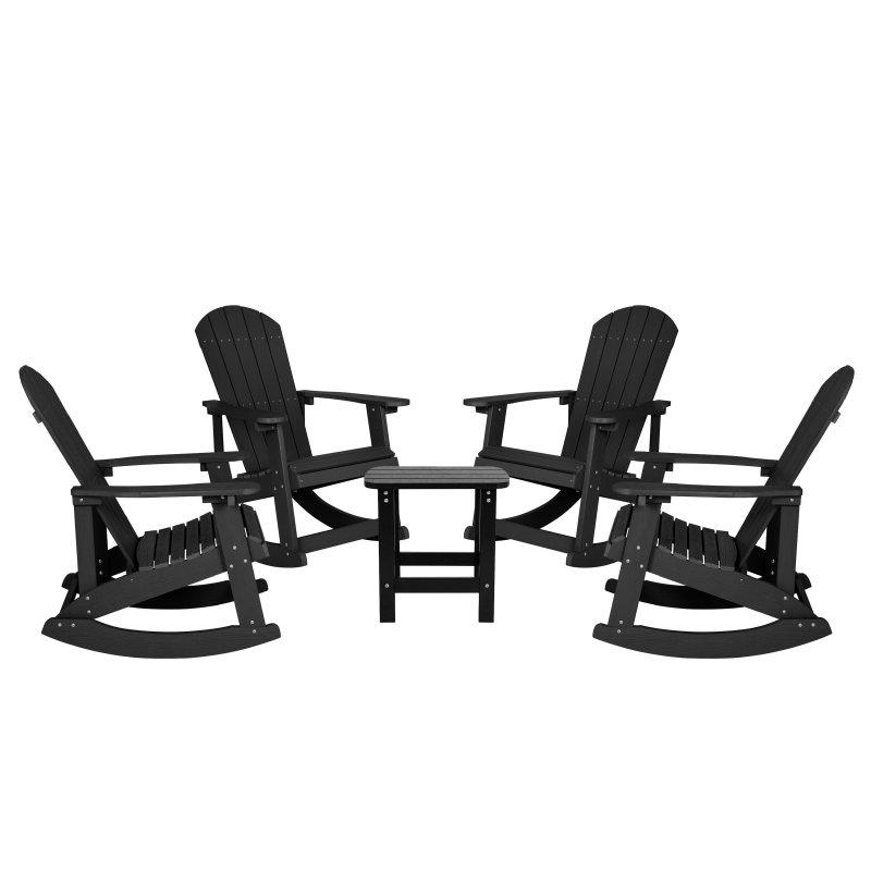Poli Reçine Adirondack 5 Parça Sallanan Sandalyeli Bahçe Takımı - 270193