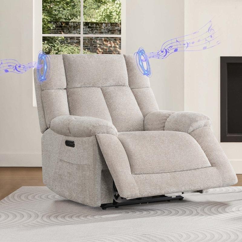 Polyester Çift Motorlu Bluetooth Hoparlörlü USB Şarjlı Baba Koltuğu - 103x97 cm - 323677