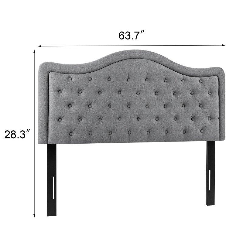 Polyester Kumaş Kapitoneli Yüksekliği Ayarlanabilir Metal Ayaklı Yatak Başlığı - 162 cm - 334707