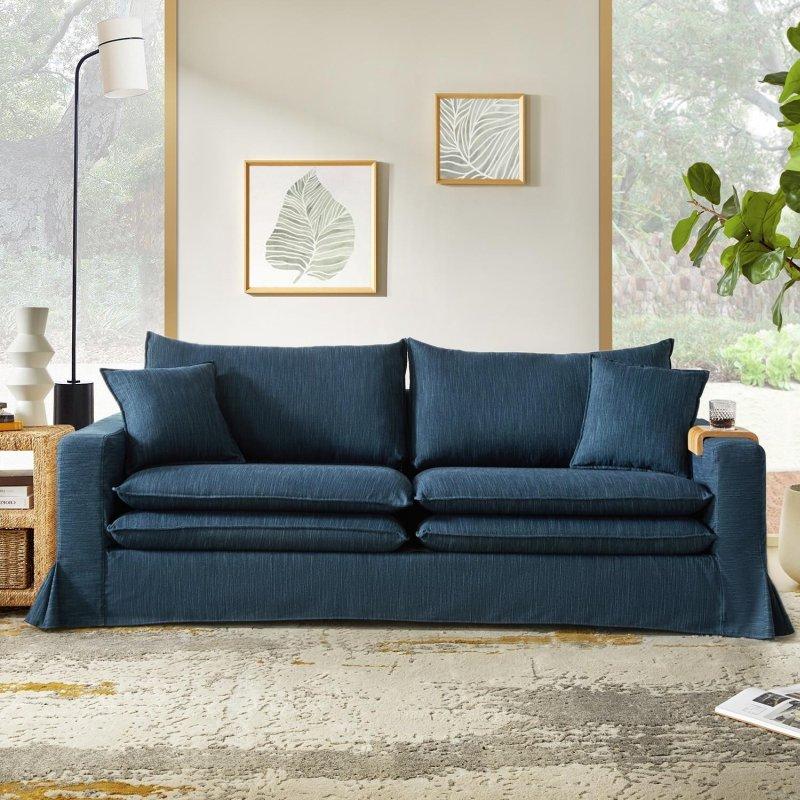 Polyester Kumaş Masif Ahşap Bardaklıklı Çıkarılabilir Kılıflı Bohem Koltuk - 220 cm - 294063