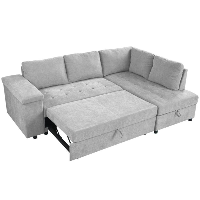 Polyester Kumaş Masif Ahşap Yataklı Sandıklı L Köşe Koltuk - 233x158 cm - 255806