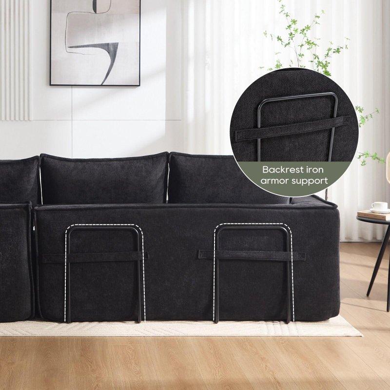 Polyester Kumaş Modüler Minderli Sırtlı 3 Kişilik Bohem Koltuk - 340 cm - 290907