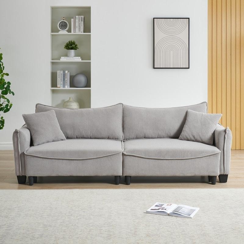 Polyester Kumaş Yataklı Üç Kişilik Yuvarlak Kollu Bohem Koltuk - 224 cm - 279503
