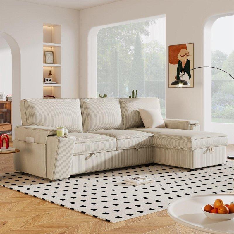 Polyester Yataklı Bardaklıklı ve Saklama Cepli Köşe Koltuk - 245x151 cm - 258153