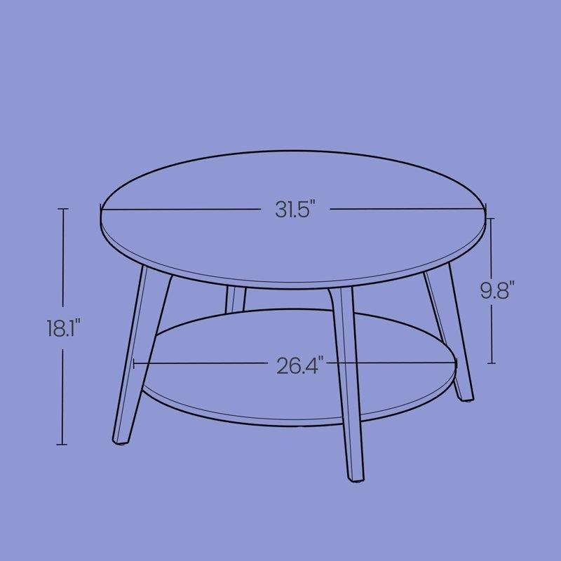 Raflı MDF Yuvarlak Orta Sehpa - 80 cm - 245283