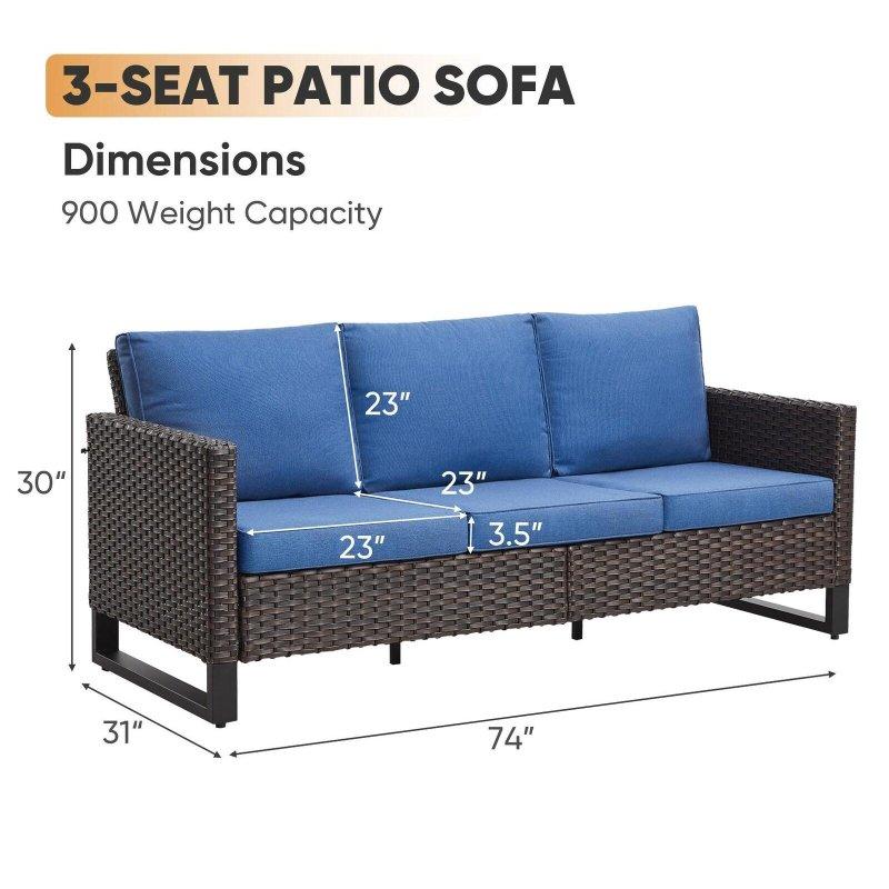 Rattan 7 Kişilik Puflu Derin Oturumlu Bahçe Takımı - 275924