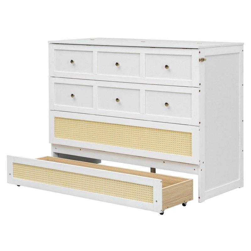 Rattan Aksanlı Çekmeceli Çift Kişilik Duvar Yatağı - 261443