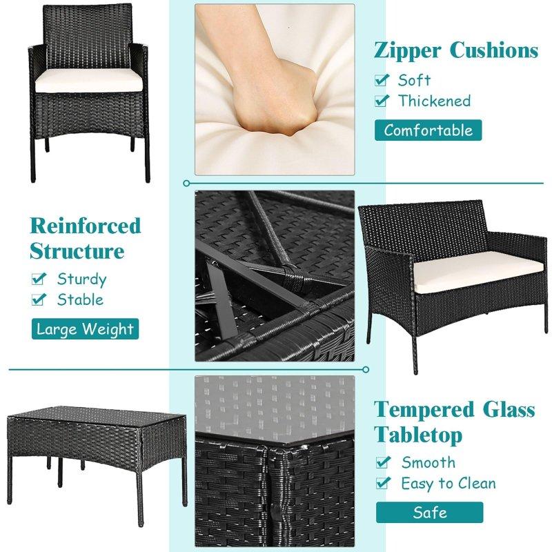 Rattan Çelik Minderli 4 Parça Bahçe Takımı - 271235