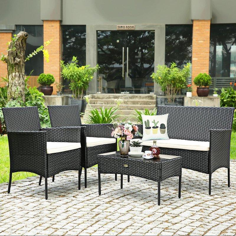 Rattan Çelik Minderli 4 Parça Bahçe Takımı - 271235
