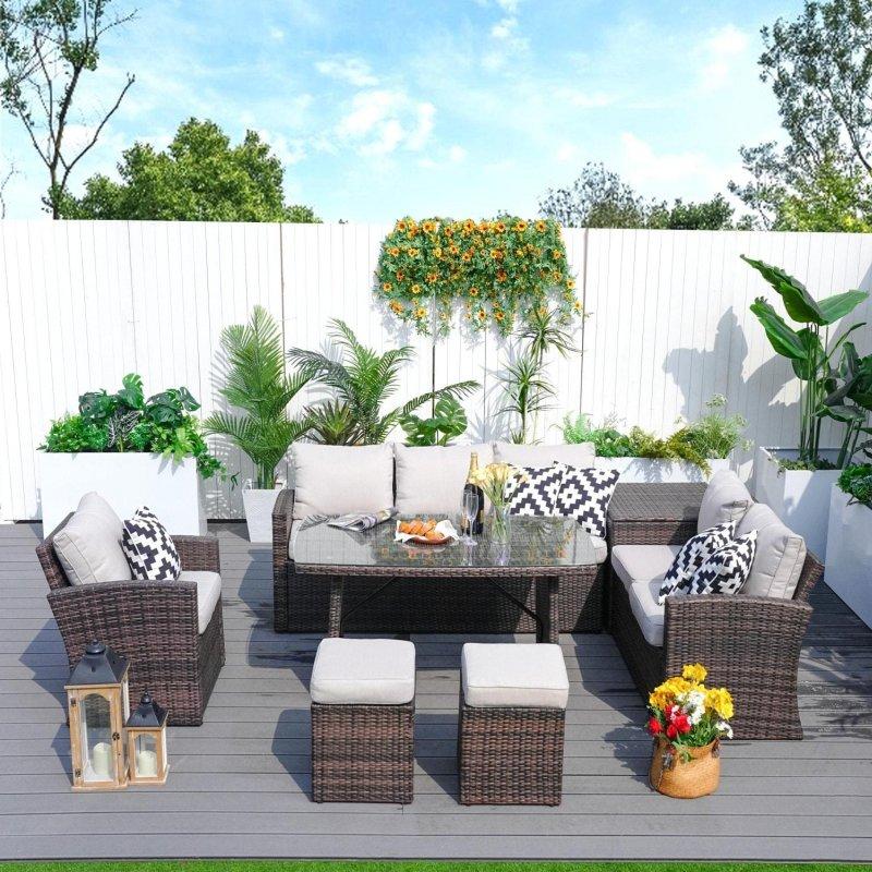 Rattan Depolama Kutulu Modüler 8 Kişilik Bahçe Takımı - 274310