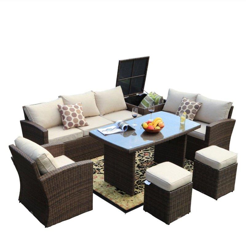 Rattan Depolama Kutulu Modüler 8 Kişilik Bahçe Takımı - 274310