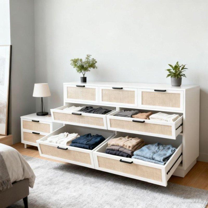 Rattan Detaylı 7 Çekmeceli MDF Şifonyer - 302858