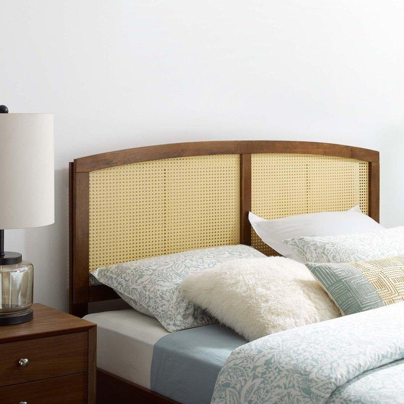 Rattan Hasır Örgü Kemerli Ahşap Yatak Başlığı - 141 cm - 334743