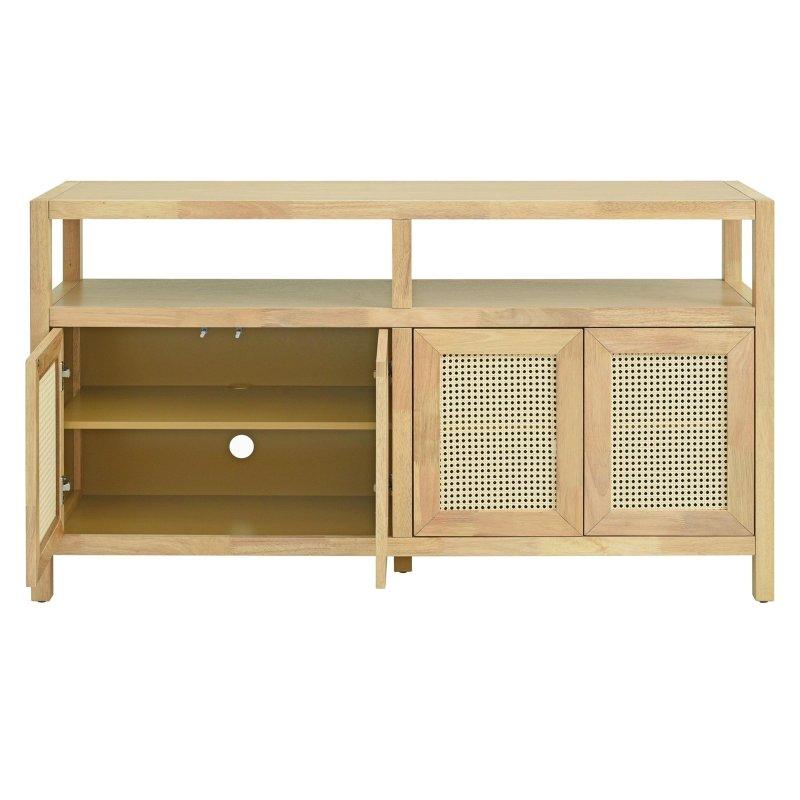 Rattan Kapaklı Masif Ahşap Ayarlanabilir Raflı Bohem Konsol - 153x40x86 cm - 325302