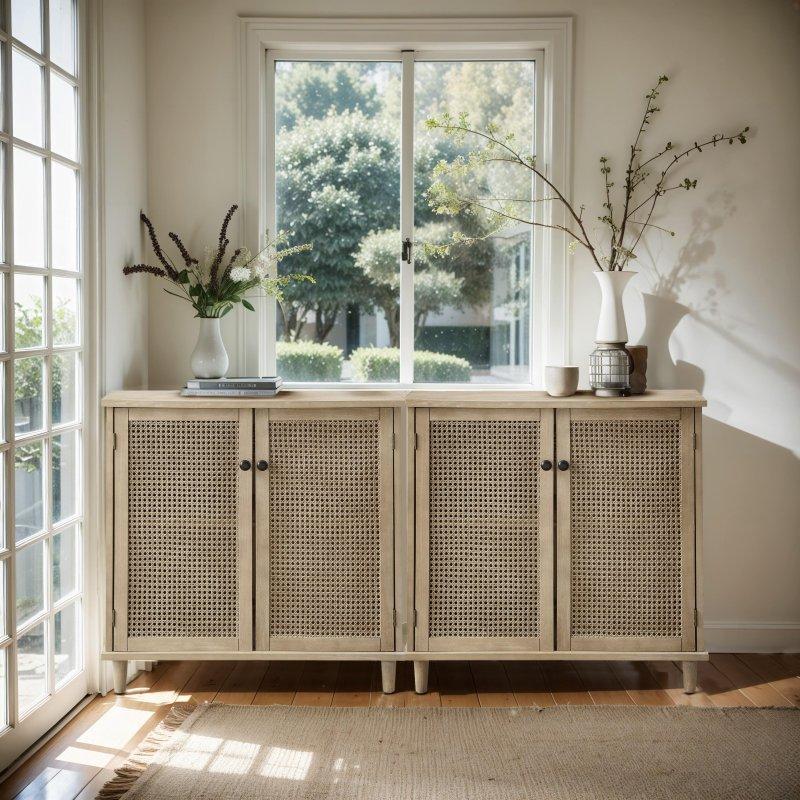 Rattan Kapaklı MDF Ahşap Bohem Konsol - 81 cm - 324782