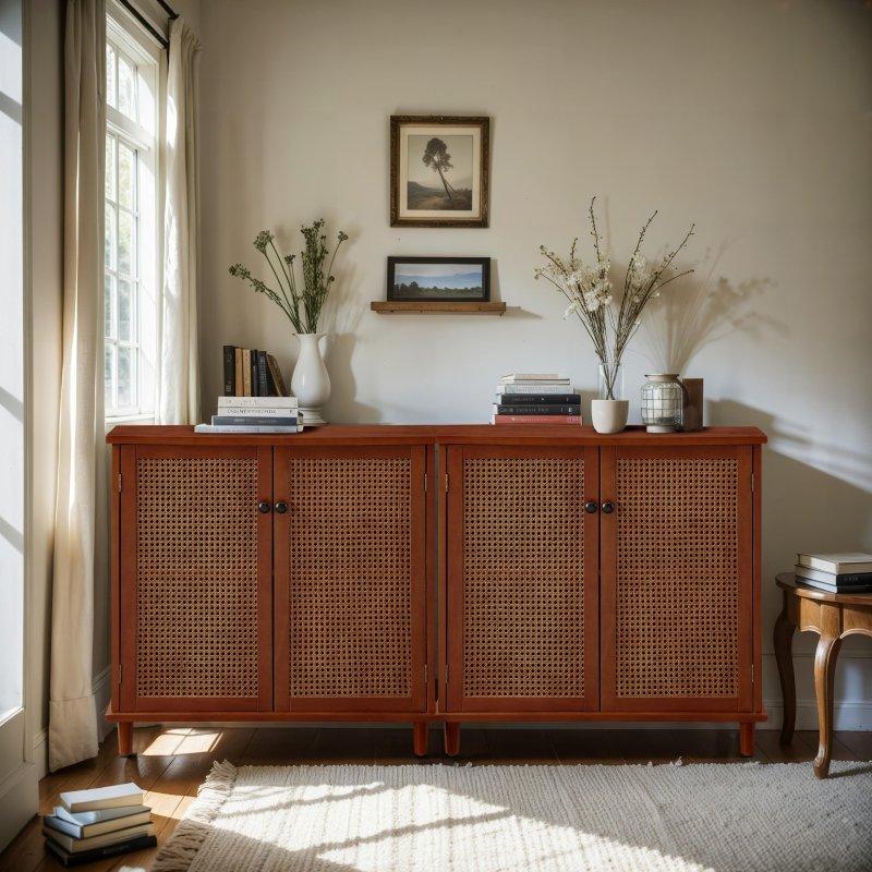 Rattan Kapaklı MDF Ahşap Bohem Konsol - 81 cm - 324782 Rattan Kapaklı MDF Ahşap Bohem Konsol - 81 cm - 324782