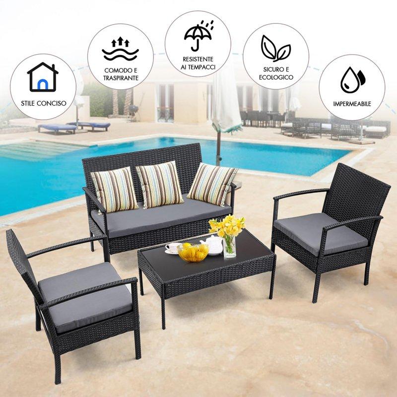 Rattan Minderli 4 Parça Bahçe Takımı - 275028
