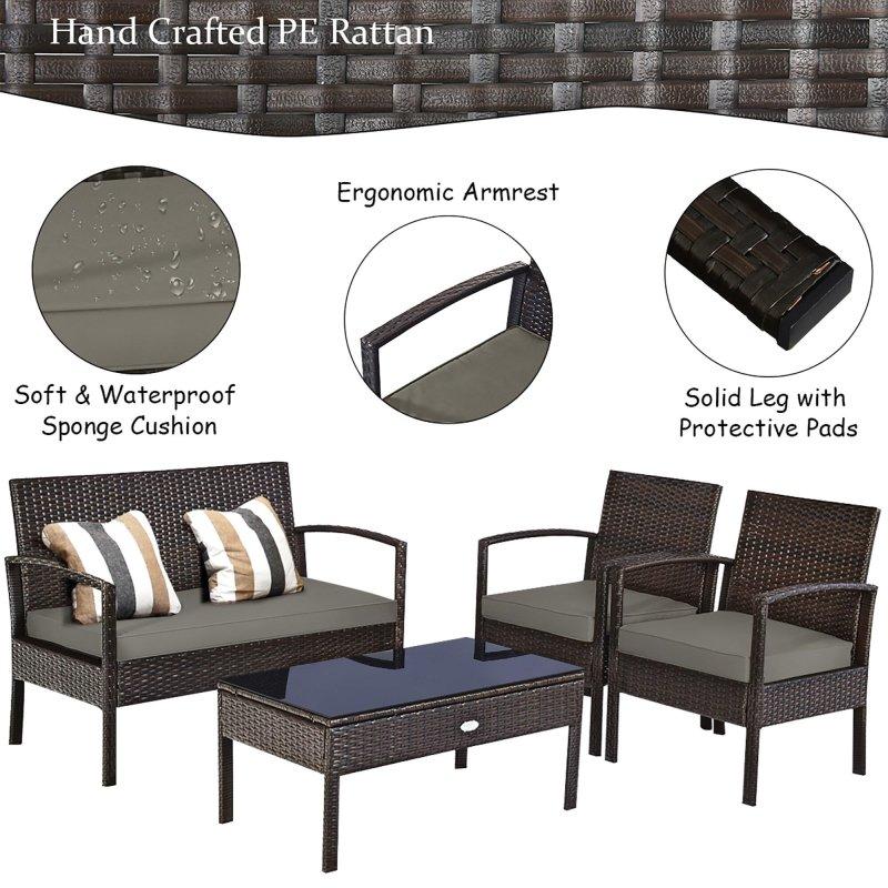 Rattan Minderli 4 Parça Bahçe Takımı - 275028