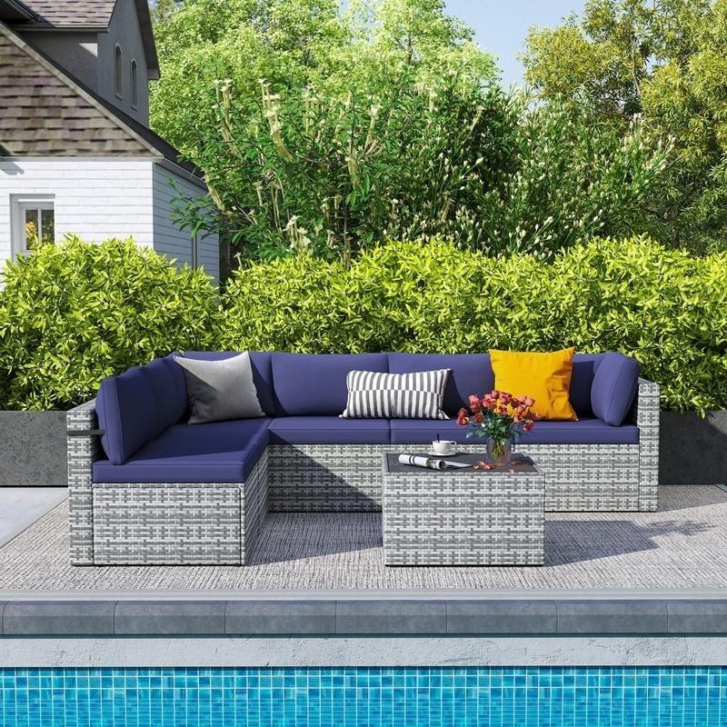 Rattan Yatma Fonksiyonlu Modüler Bahçe Takımı 7 Parça - 270052