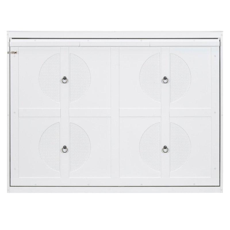 Rattan Yüzeyli MDF ve Kontrplak Dolaplı Duvar Yatağı - 266420