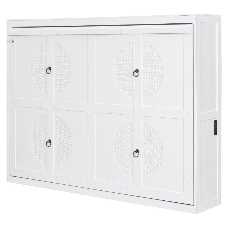 Rattan Yüzeyli MDF ve Kontrplak Dolaplı Duvar Yatağı - 266420