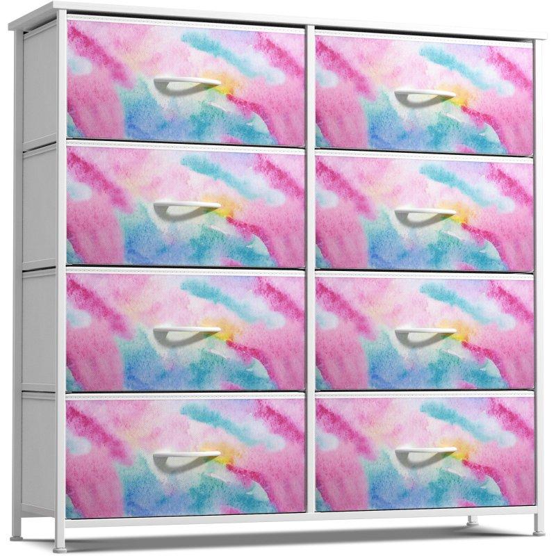 Renkli Çelik İskeletli 8 Kumaş Çekmeceli Şifonyer - 81x82 cm - 303896