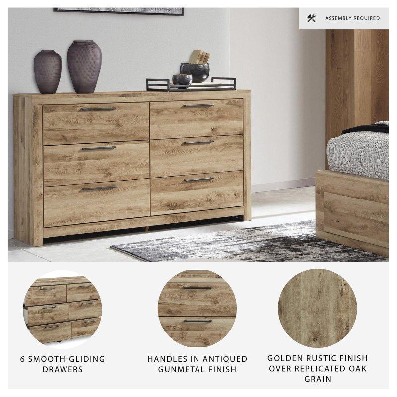 Rustik Bej MDF 6 Çekmeceli Şifonyer - 302924
