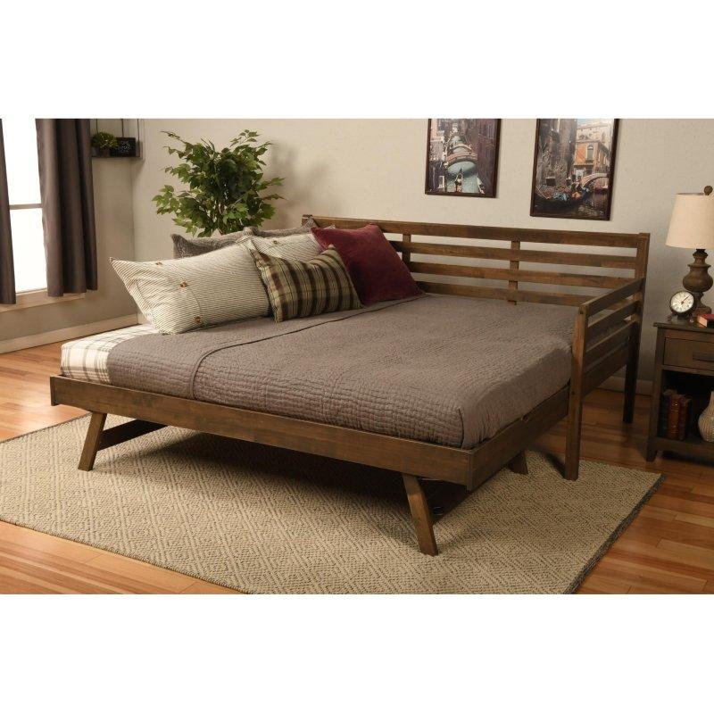 Rustik Ceviz Masif Ahşap Yataklar Dahil Yavru Yataklı Daybed Karyola - 330553