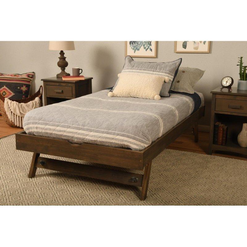 Rustik Ceviz Masif Ahşap Yataklar Dahil Yavru Yataklı Daybed Karyola - 330553
