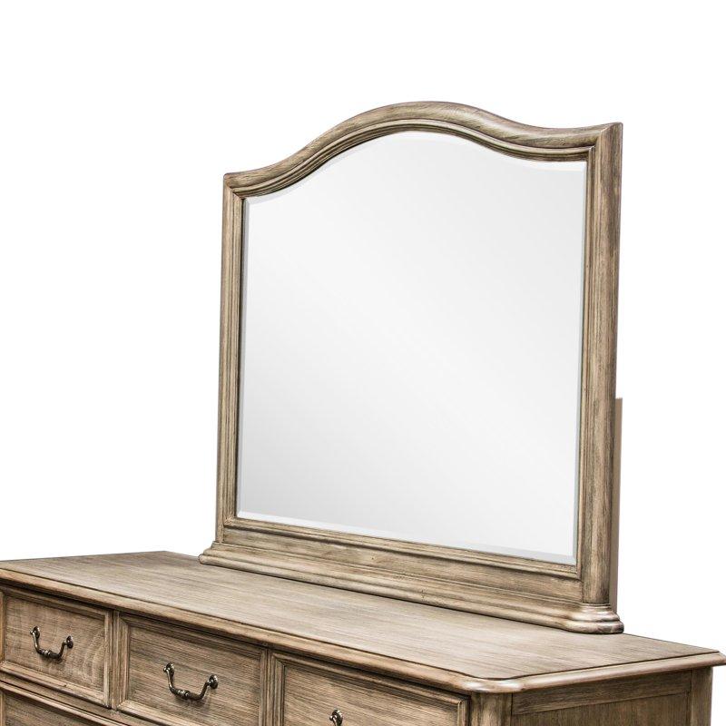 Rustik Gri Masif Ahşap Aynalı 7 Çekmeceli Şifonyer - 168 cm - 304061
