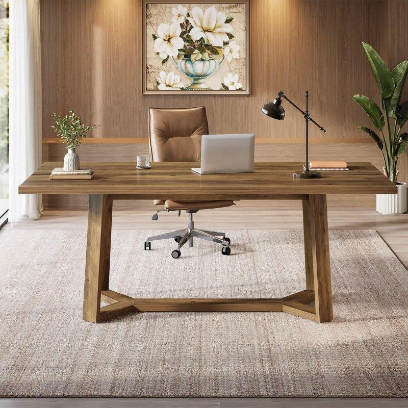Rustik Kahverengi Ahşap 3 Çekmeceli Ofis Masası - 121 cm - 326481