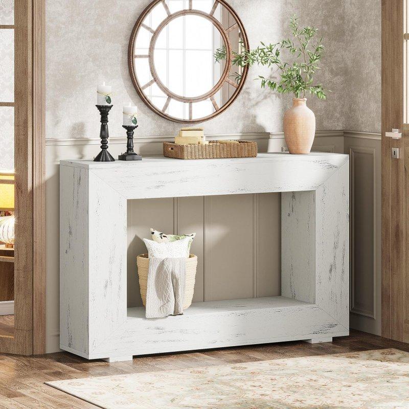Rustik Kahverengi Ahşap Açık Raflı Depolamalı Dresuar - 120x74x30 cm - 332653
