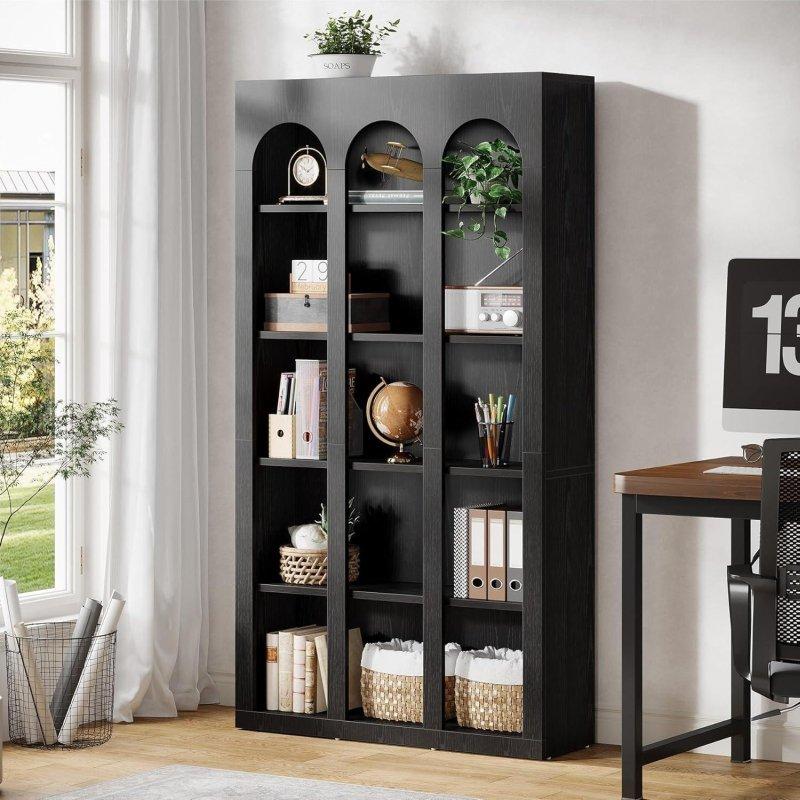 Rustik Kahverengi Ahşap Kemerli 5 Raflı Kitaplık - 181 cm - 316926
