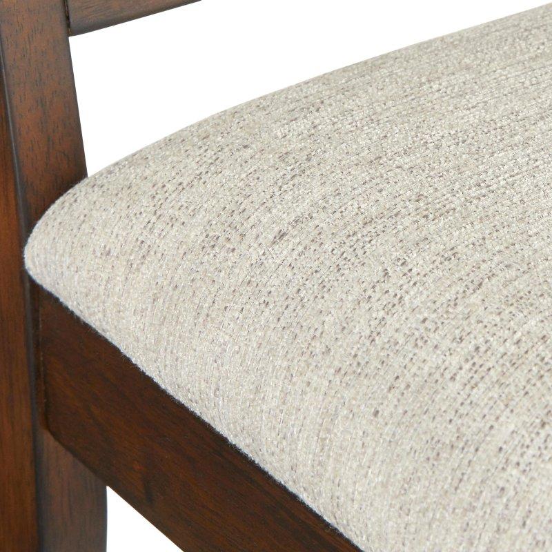 Rustik Kahverengi Masif Ahşap Krem Döşemeli Rattan Sandalye 2li Set - 252696