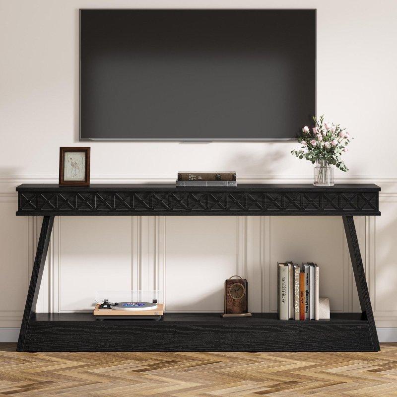 Rustik Kahverengi MDF 2 Raflı Dikdörtgen Dresuar - 180x30x80 cm - 333082