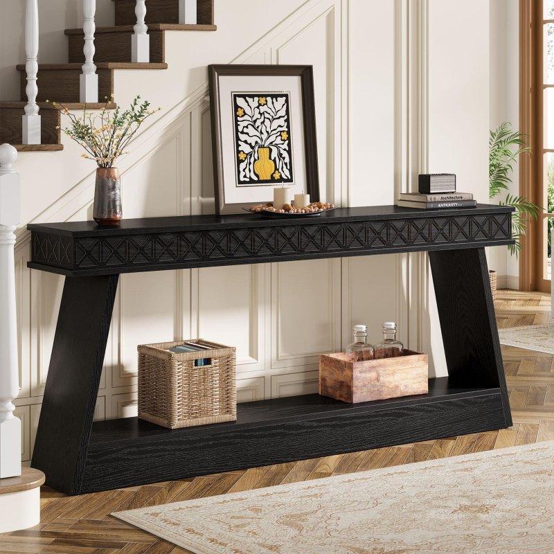 Rustik Kahverengi MDF 2 Raflı Dikdörtgen Dresuar - 180x30x80 cm - 333082