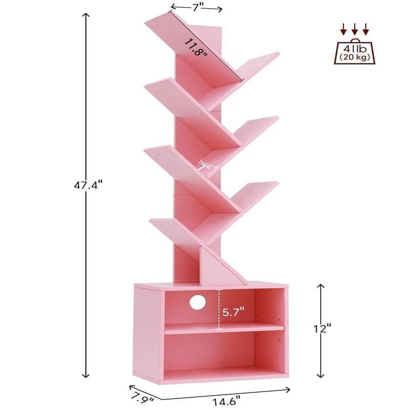 Rustik Kahverengi MDF 6 Raflı 2 Dolaplı Ağaç Tasarımlı Kitaplık - 121x38 cm - 314704