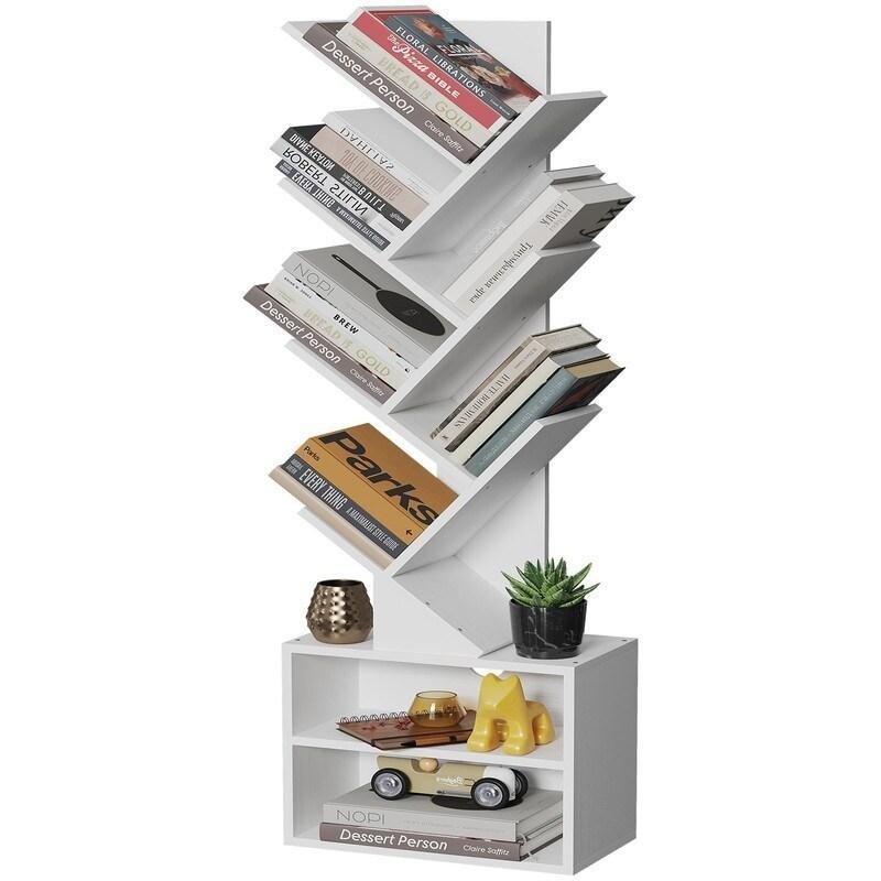 Rustik Kahverengi MDF 6 Raflı 2 Dolaplı Ağaç Tasarımlı Kitaplık - 121x38 cm - 314704