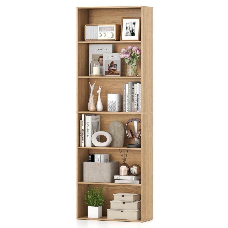 Rustik Kahverengi MDF 6 Raflı Devrilme Önleyici Kitaplık - 178 cm - 319810
