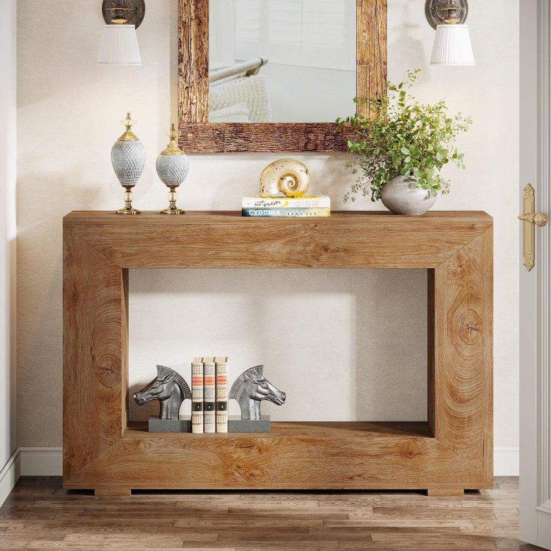 Rustik Kahverengi MDF İki Raflı Dikdörtgen Dresuar - 120x30x84 cm - 332616