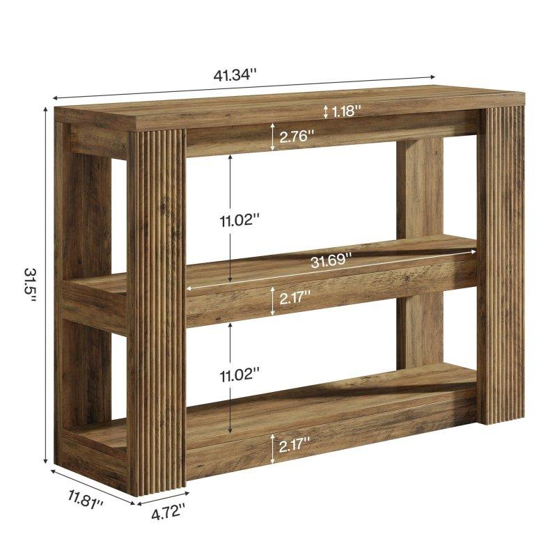 Rustik Kahverengi MDF İki Raflı Dresuar - 105x30x80 cm - 331856