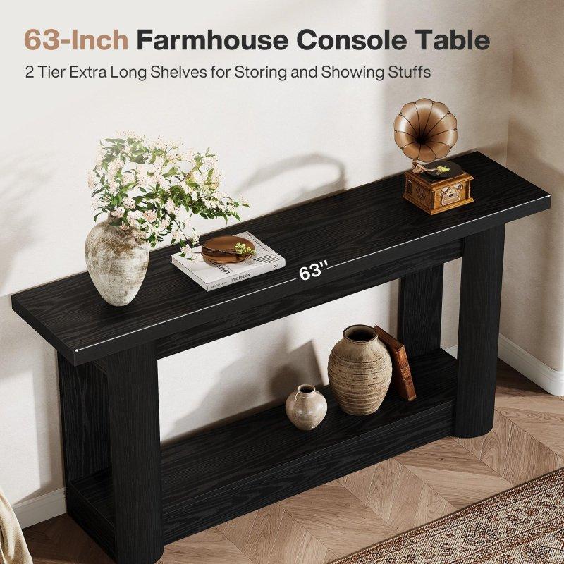 Rustik Kahverengi MDF İki Raflı Kavisli Ayaklı Dresuar - 160 cm - 331889