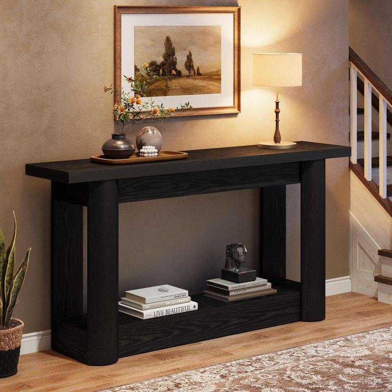 Rustik Kahverengi MDF İki Raflı Kavisli Ayaklı Dresuar - 160 cm - 331889