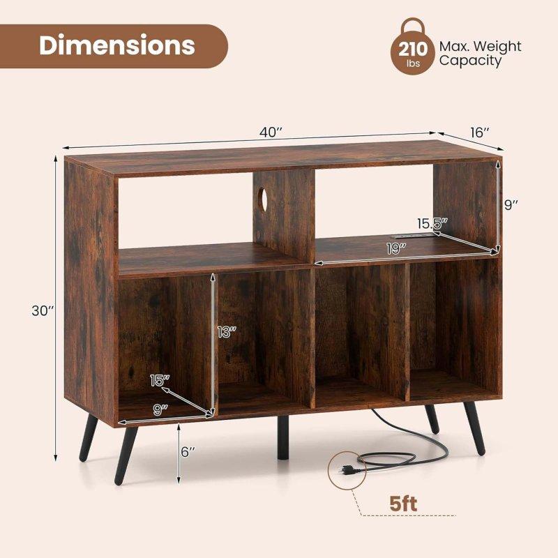 Rustik Kahverengi MDF Prizli Pikap Standı ve Kitaplık - 102x41x77 cm - 316731