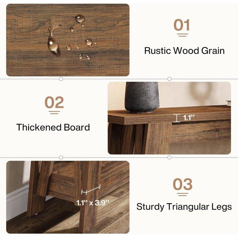 Rustik Kahverengi MDF ve Masif Ahşap İki Raflı Dresuar - 105 cm - 331580