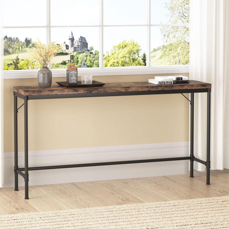 Rustik Kahverengi MDF ve Metal Endüstriyel Tasarım Ekstra Uzun Dresuar - 180 cm - 332093