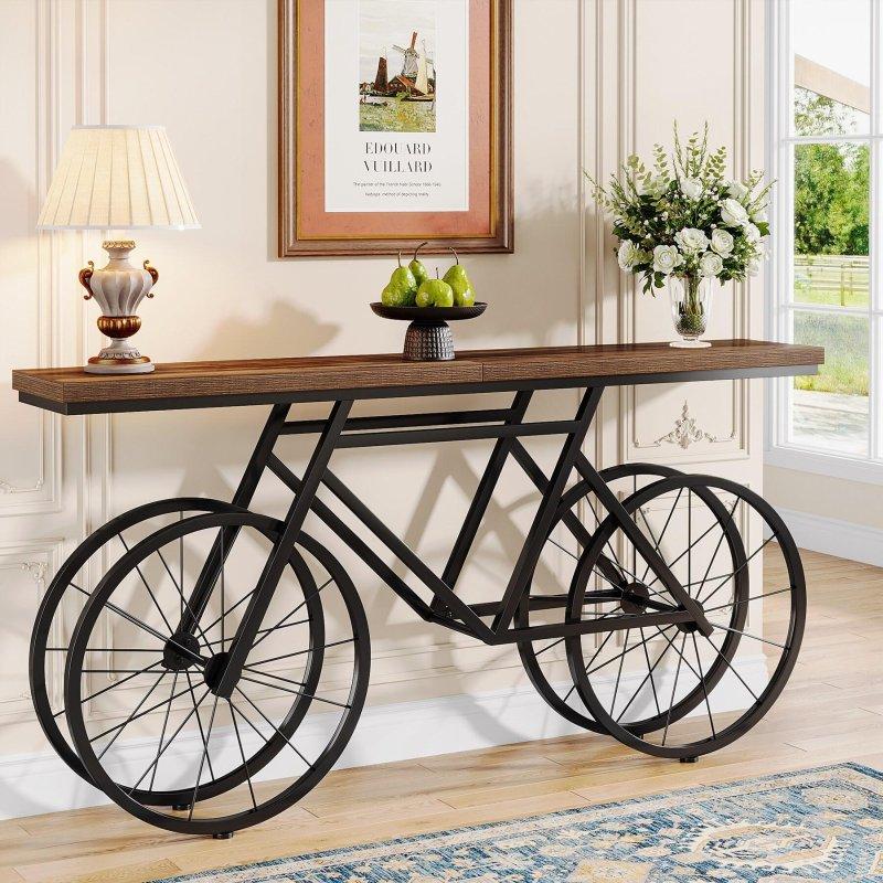 Rustik Kahverengi MDF ve Siyah Metal Bisiklet Tasarımlı Endüstriyel Dresuar - 181 cm - 332880